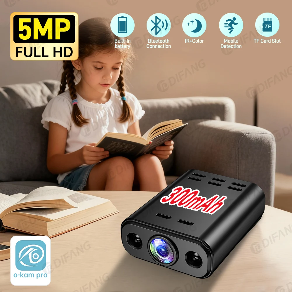 

Mini Camera Full HD 5MP WiFi Night Vision Remote Security Monitoring Home Protection Waterproof Video Recorder Control Baby Cam