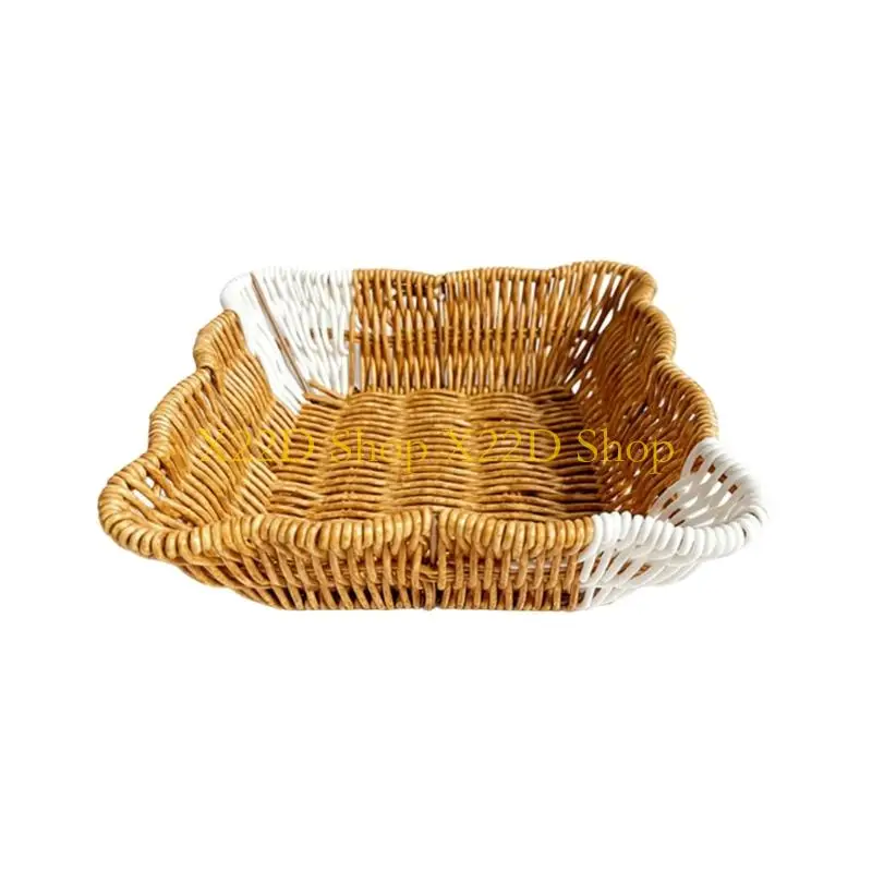 X22D Elegant PP Rattan Look Serving Platters With Sections For Fruits Pastries