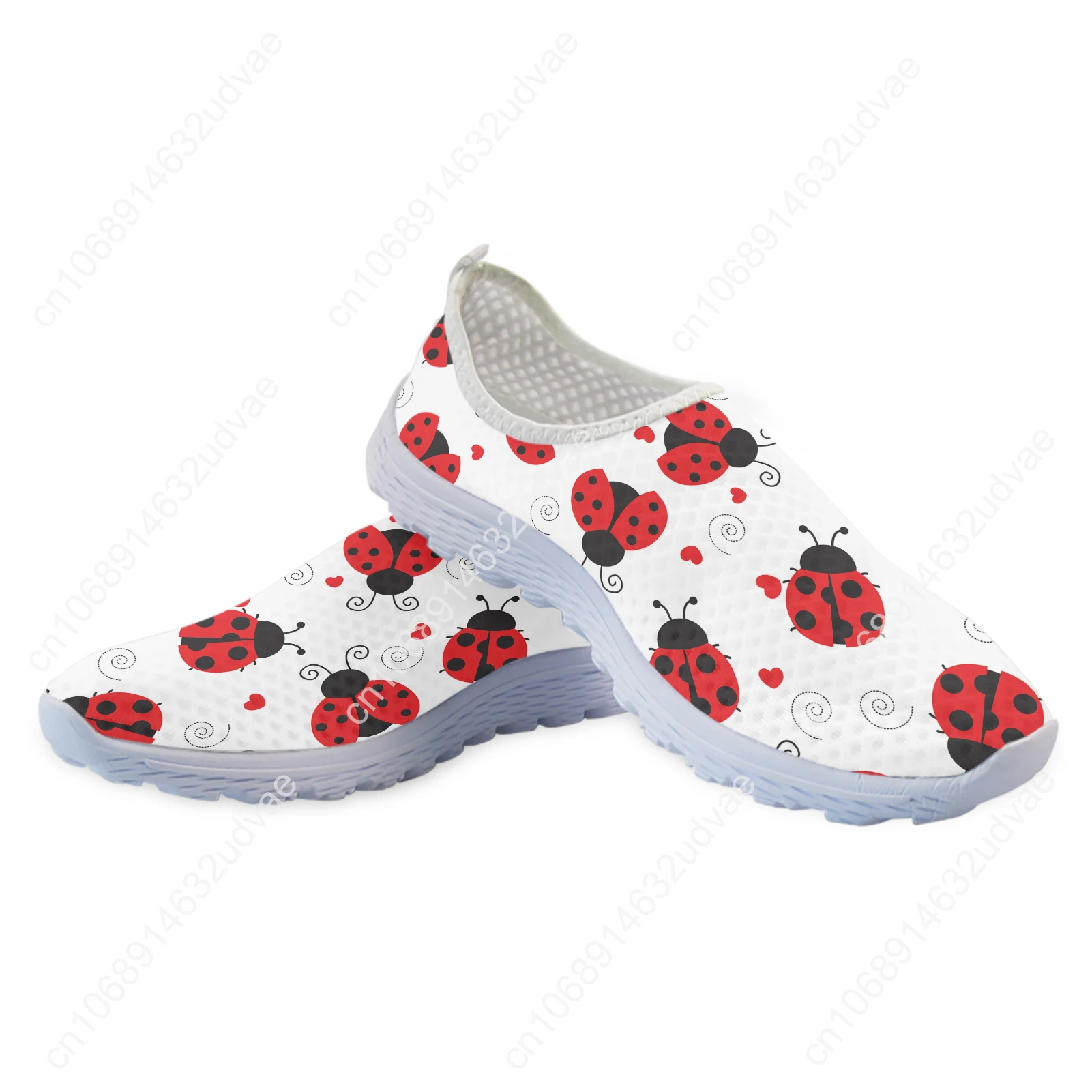 Cartoon Seven Star Ladybug Print Breathable Loafers Insect Print Slip On Shoes Love Printed Zapatos Planos De Mujer