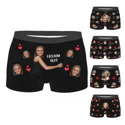 Custom Personalized Face Photo Men's Long Underwear Valentine's Day Gift Boxer Shorts Panties Breathable Underpants for Homme