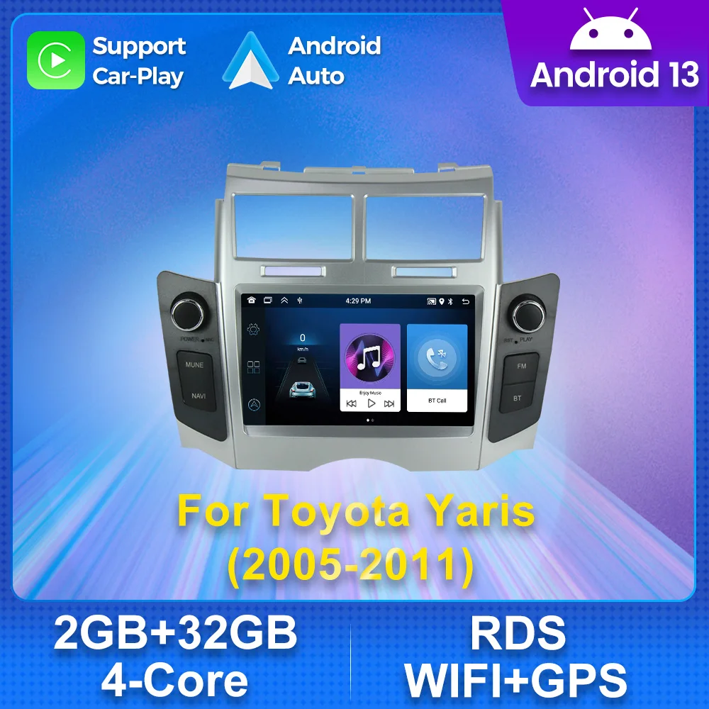 7 Zoll ips Touchscreen Autoradio Wireless Carplay Auto für Toyota Yaris 2005-2011 2din Multimedia