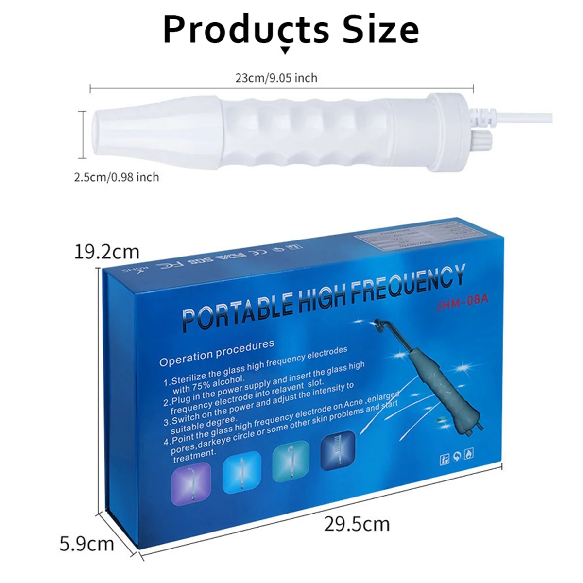 AA91 4 in 1 Portable High Frequency Electrotherapy Beauty Device Spot Remover Facial Skin Care Spa Derma 4 Violet EU Plug