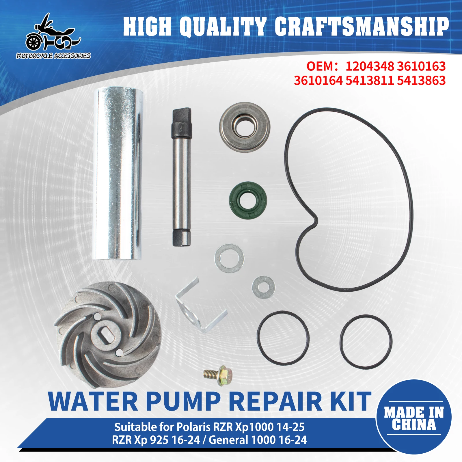 SJ Motorcycle Water Pump Repair Kit For Polaris RZR XP1000 2014‑2025 RZR XP 925 2016-2024 General 1000 2016-2024 1204348 5413811