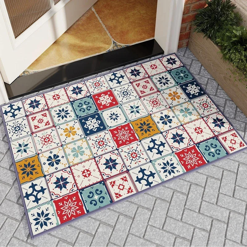 Entrance Rug New Chinese Style Carpet Doorway Non-slip Dirt-resistant Stepping Mat Jigsaw Print Home Decoration Kitchen Mat