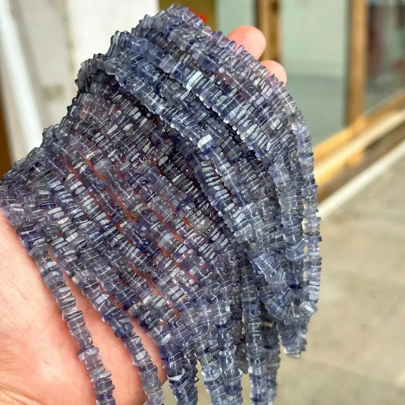 Iolite blue square roundelle 4/5/6mm 38cm loose  beads nature
