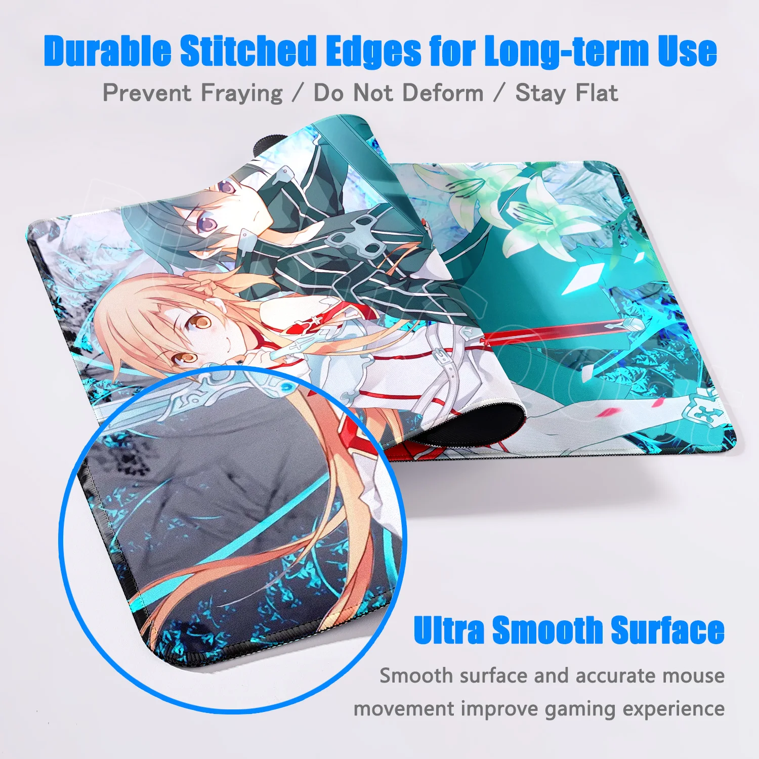 السيف الفن على الانترنت ساو يوكي Asuna أنيمي ماوس الوسادة لعبة كبيرة عدم الانزلاق المطاط دائم ماوس XXL مكتب للحاسوب شخصي حصيرة HD لوحة المفاتيح #4