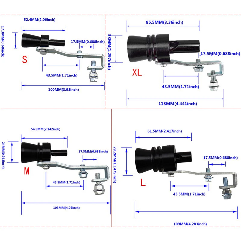 (Ce14)Sound Simulator Car Turbo Sound Whistle S/M/L/XL Vehicle Tuning Device Exhaust Pipe Turbo Sound Whistle Car
