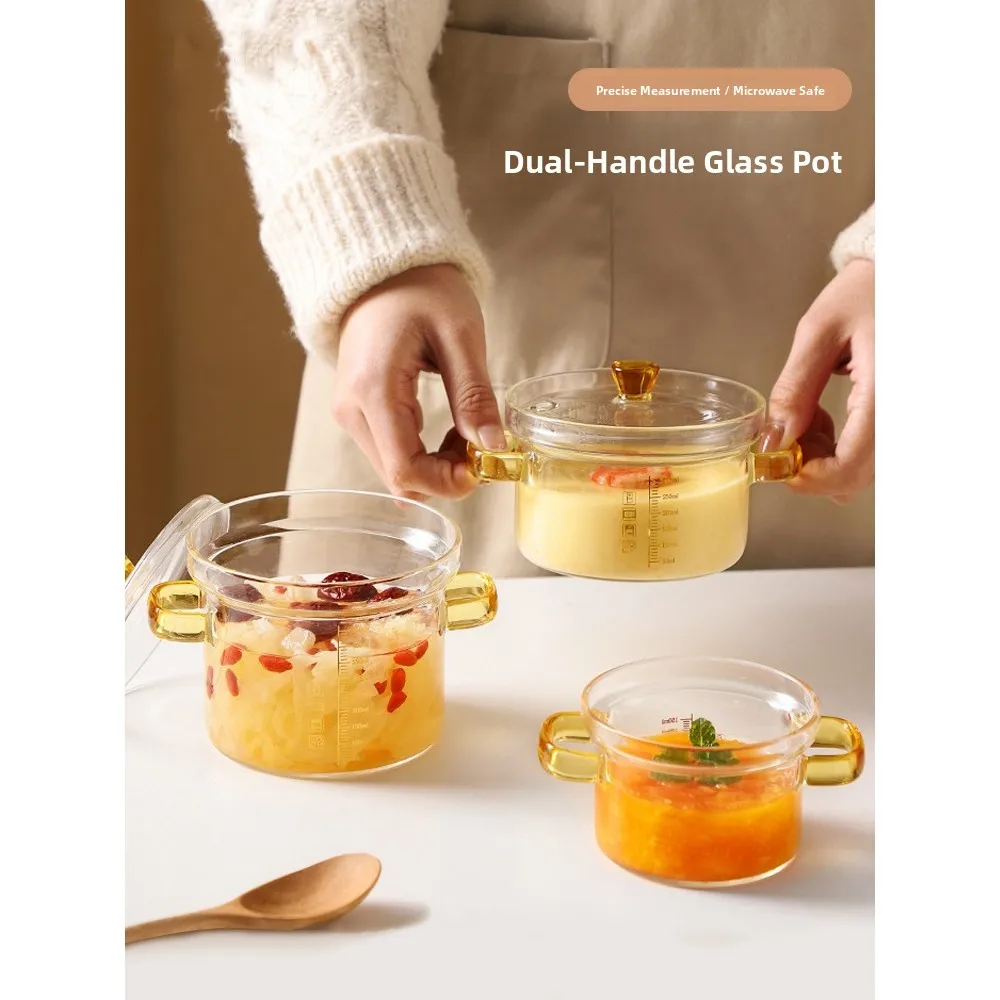 

High Borosilie Glass Steng Bowl Transparent Lid Sc Heat Resistant Egg Pudding Soup Di Chinese Cuisine Dining Utensils