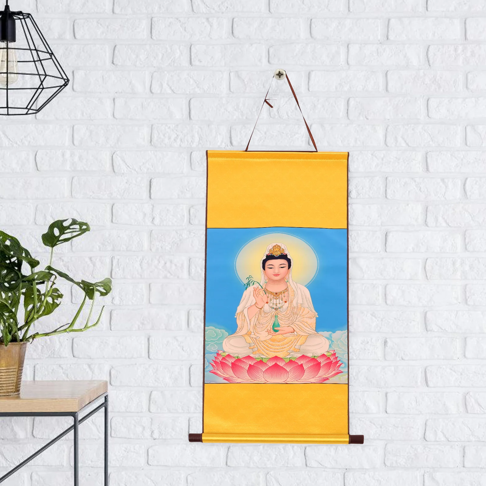 

Guanyin Buddha Painting 30x80cm Tapestry Wall Art Home Worship Decor Religious Hangings Bedroom Cloth nament Materials