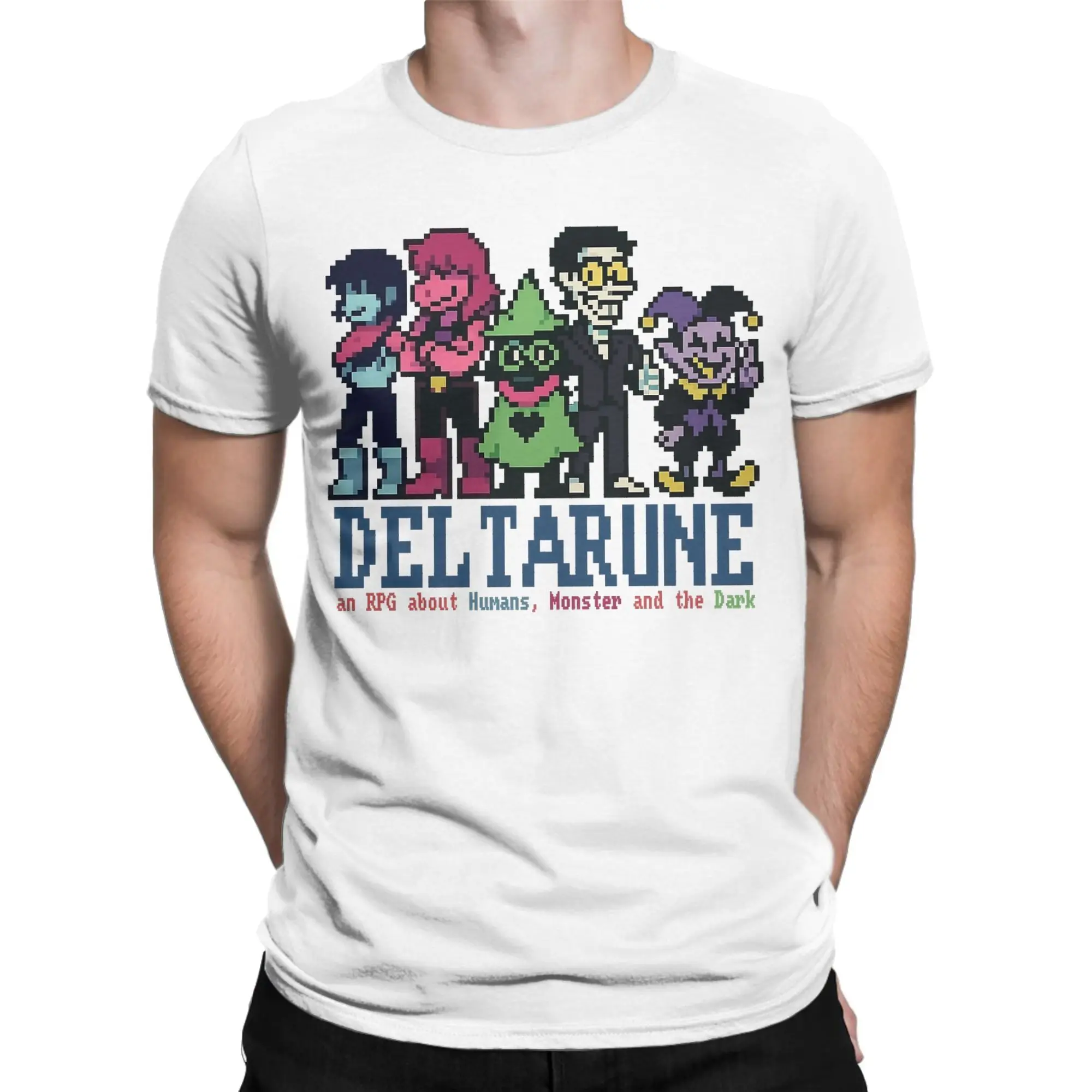 

Мужские футболки Pixel art Deltarune Gaming Модные футболки из чистого хлопка Футболки с короткими рукавами Одежда с круглым вырезом Идея подарка