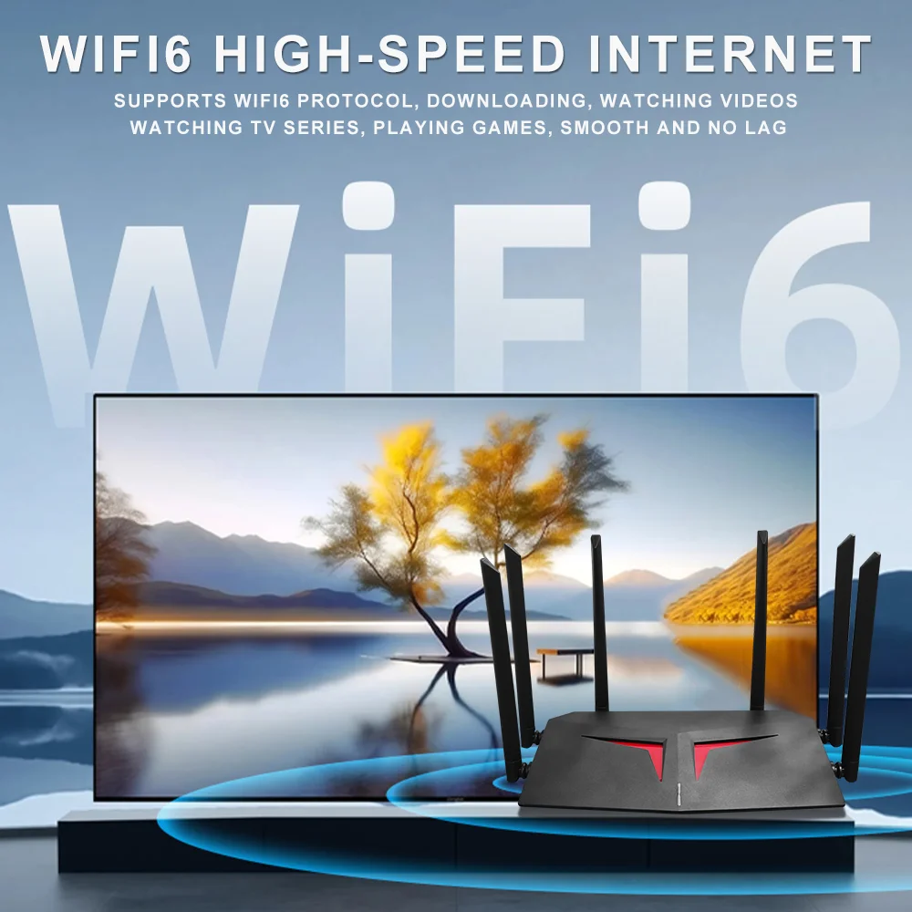 Router OPTFOCUS WiFi6 Modem 4G 3000M 2.4G 5G Dual Band WiFi 6 Antena Eksternal Gigabit LAN Router WiFi Mendukung AP Relay