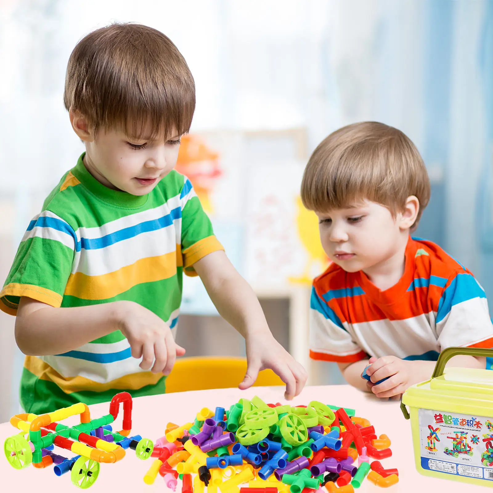 1Set Creative Pipe Plastic Water Assembly Color Shape Size Differentiation Early Learning Educational Blocks