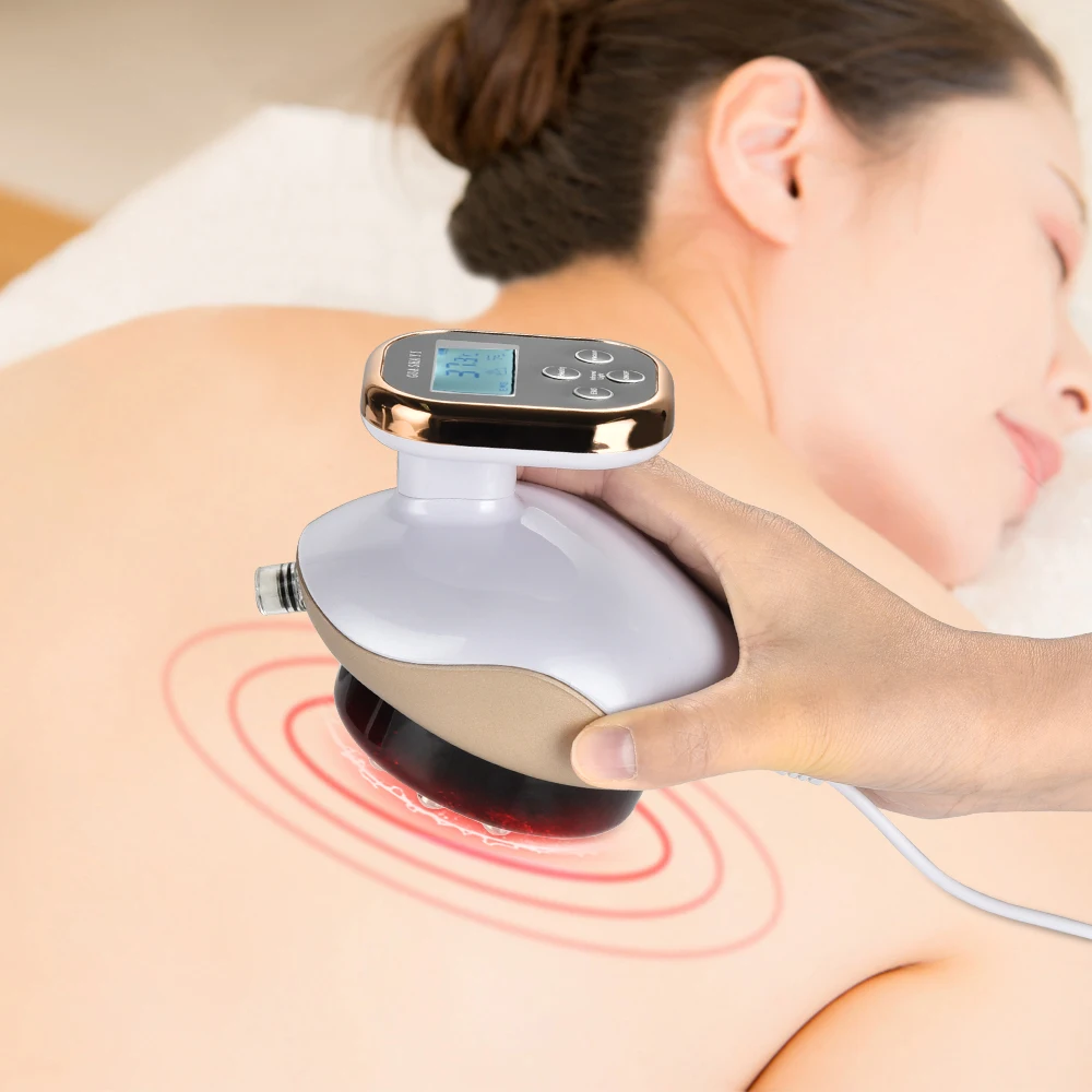 Electric Vacuum Cupping Infrared Heating Therapy LCD Display Guasha Scraping Massage Body Cups Negative Pressure Sunction Timer