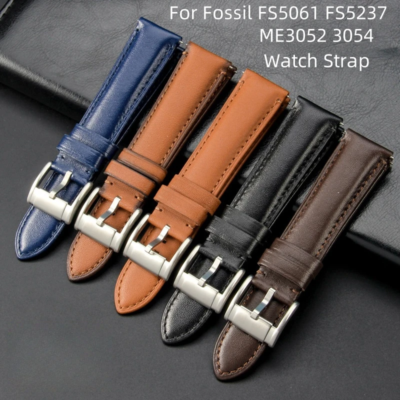 Quick Release Genuine Leather watch strap for Fossil FS5061 FS5237 ME3052 3054 22mm  Watch Band  Men waterproof  Bracelet