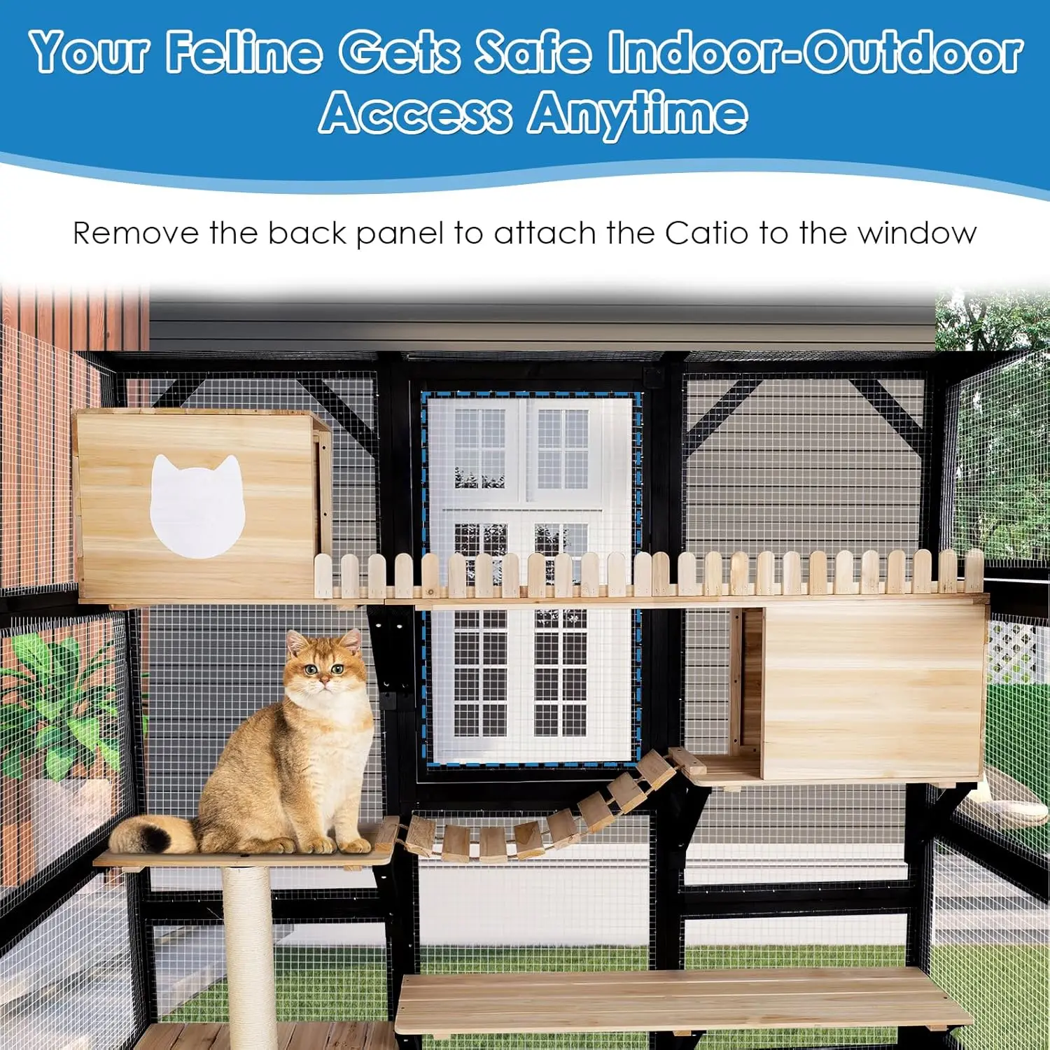 Large Catio Cat Enclosure Walk-in Cat House Kitty Cage 5 Access Doors Waterproof Roof Large Jumping Platforms Outdoor/Indoor - view 4