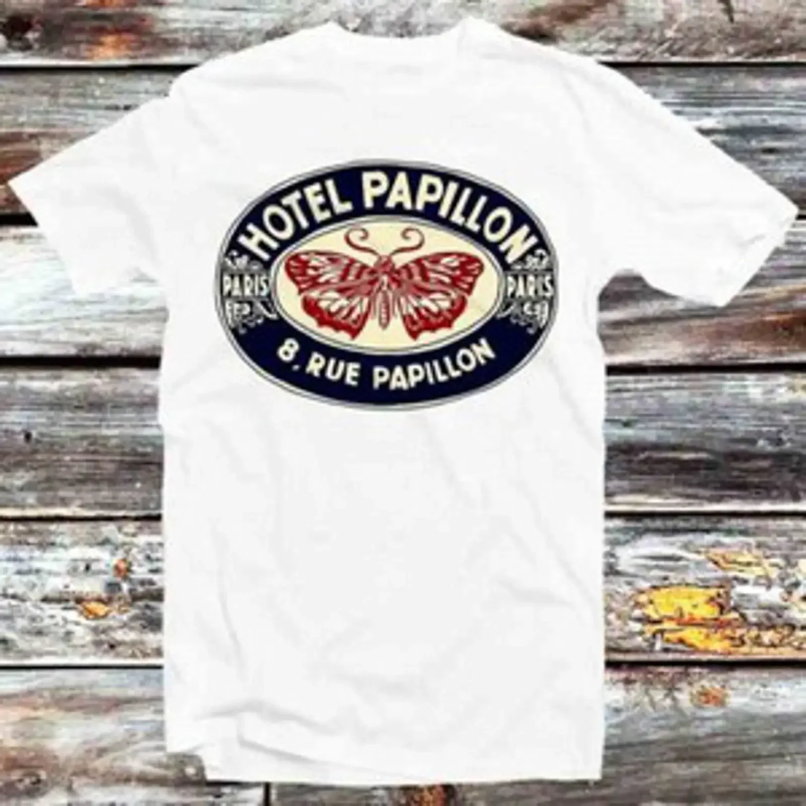 Hotel Papillon Oldskool Schild Vintage Schmetterling T Shirt B1296 vintage Washed Stylish Casual Slightly designer clothes Soft