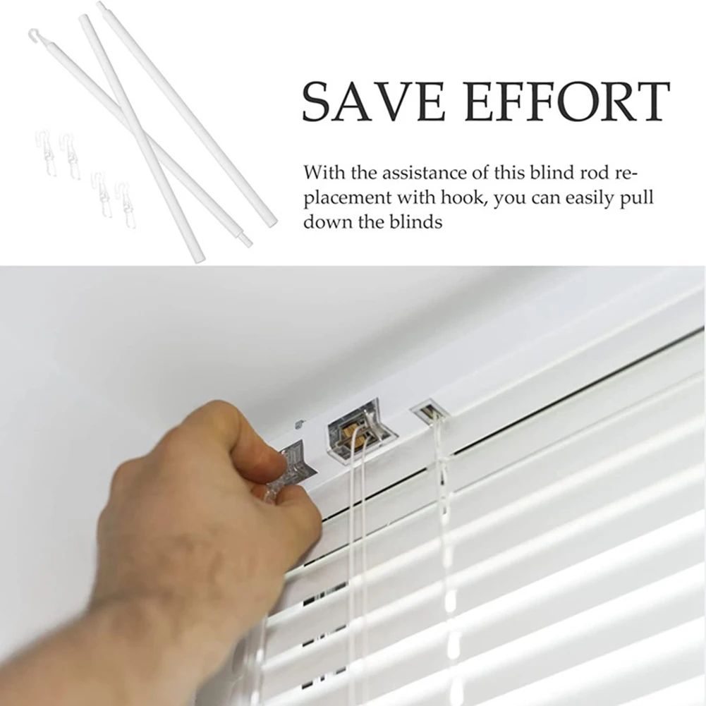 35 Inch Pull Rod Kit For Blind 5 Hooks Adjustable Pull Rod Venetian Blinds PP Rotating Rod Set Venetian Blinds Pull Rod