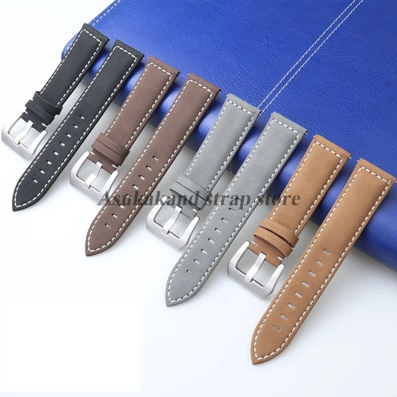 20 мм 22 мм 24 мм кожаный ремешок для часов в стиле ретро для Omega для Seiko для Panerai ремешок для часов мужской деловой ремешок для умных часов браслет