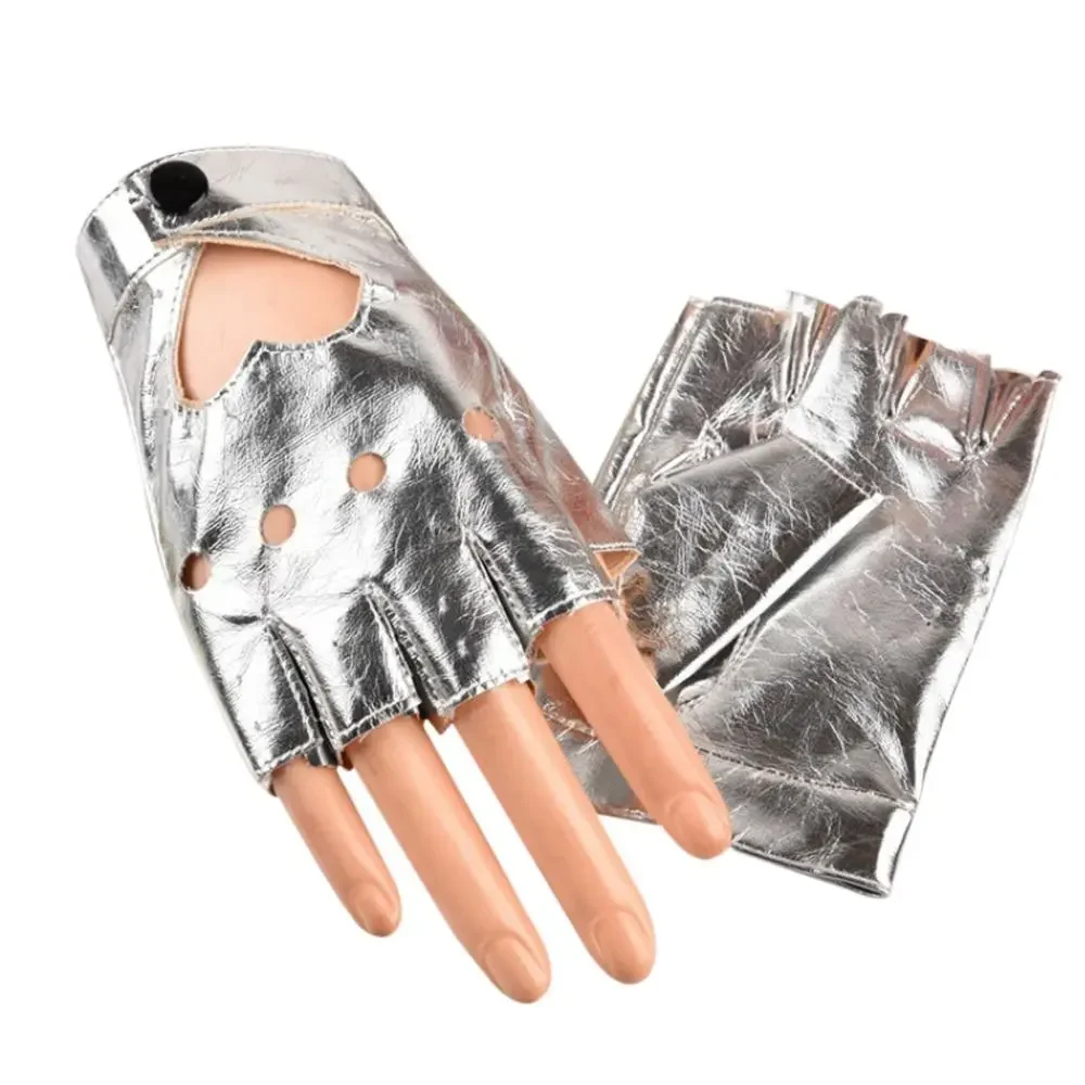 Fingerless Gloves Anime PU Leather Kawaii Heart Black White Pink