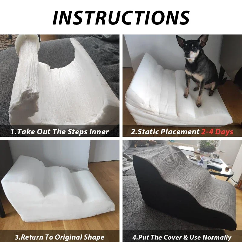 Memory Foam Dog Sofa Stairs Pet 2/3/4 Steps Stairs for Small Dog Cat Ramp Ladder Anti-slip Bed Stairs Pet Supplies Soft Bed