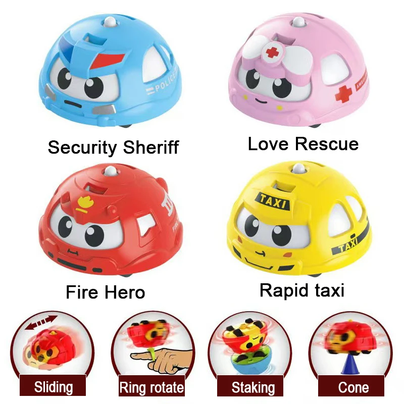 1pc Metal Rotating Finger 360 Gyro Car Toy Set Combat  Inertial Ring Stacking Inertial Rebound Battle Car Gyroscope Toy Children