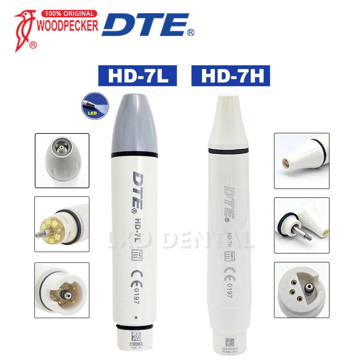 

Woodpecker DTE Dental Ultrasonic Scaler Handpiece HD-7H HD-7L with Light for DTE SATELEC Dentistry Scaler handle