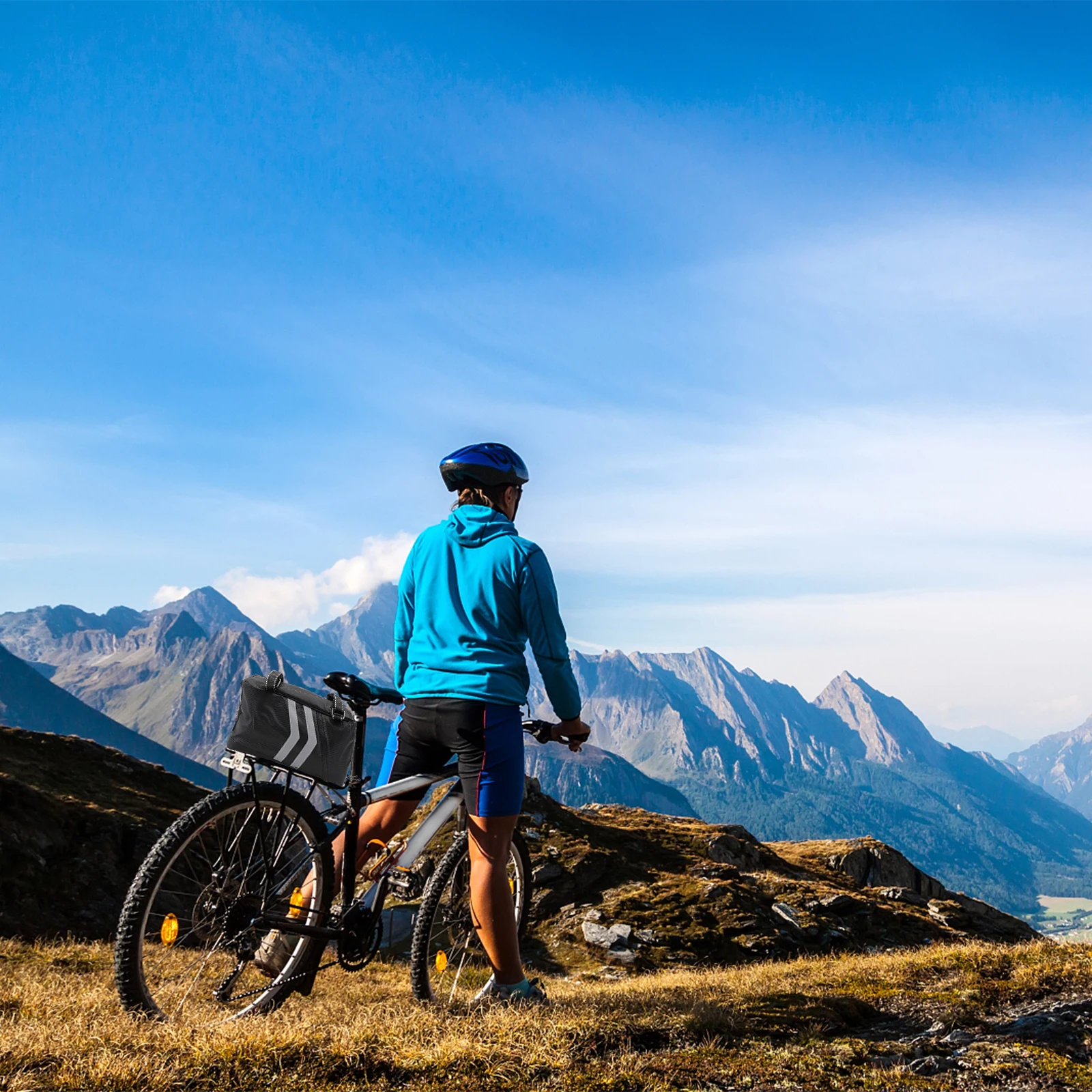 

1pc 9L Bike Back Seat Bag Large Capacity Waterproof Storage Box For Motorcycle Electric Vehicle Bicycle Rear Mount Reflective