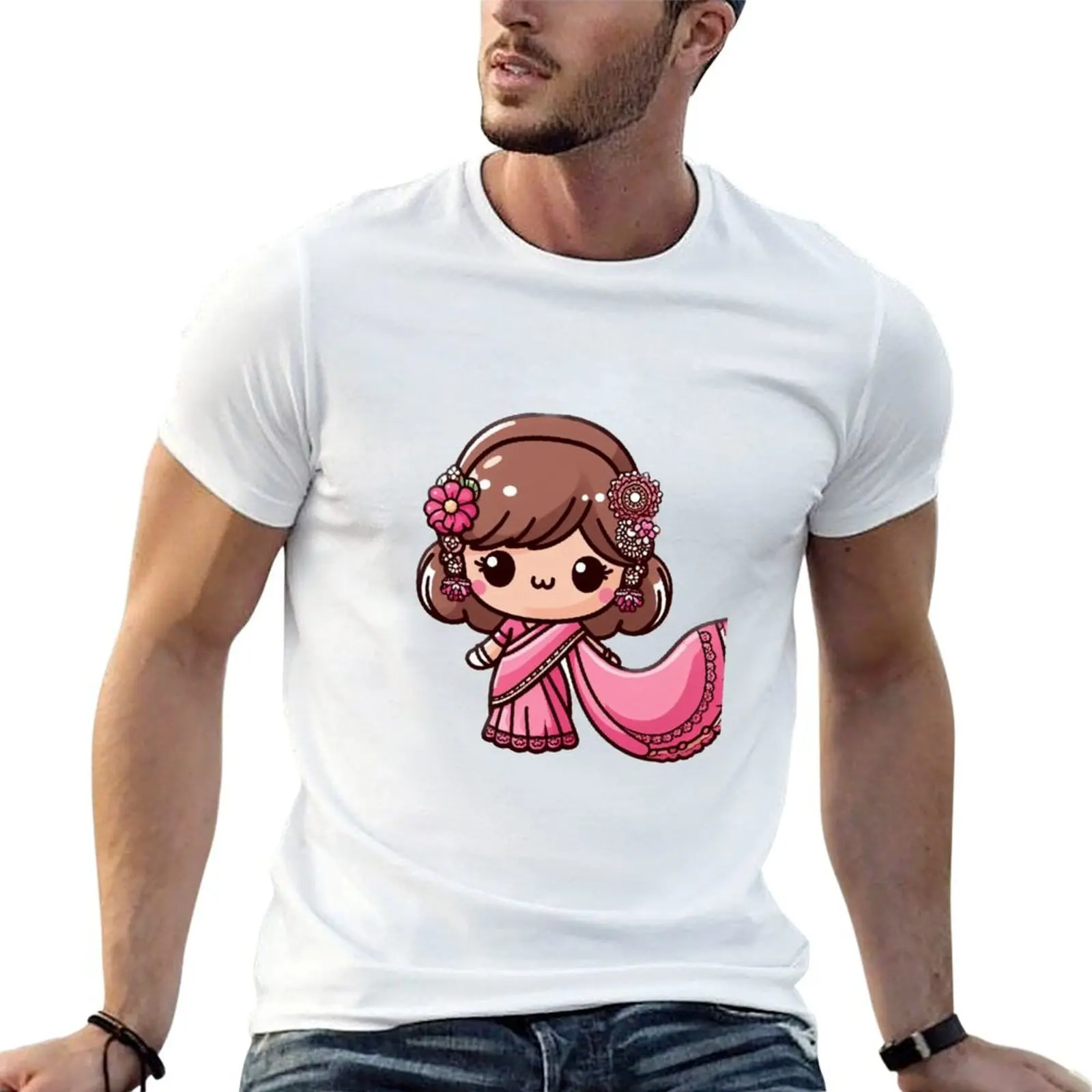 Little Pink Saree T-Shirt t shirt man casual man t shirt graphic cotton t shirts man 100% T-shirt
