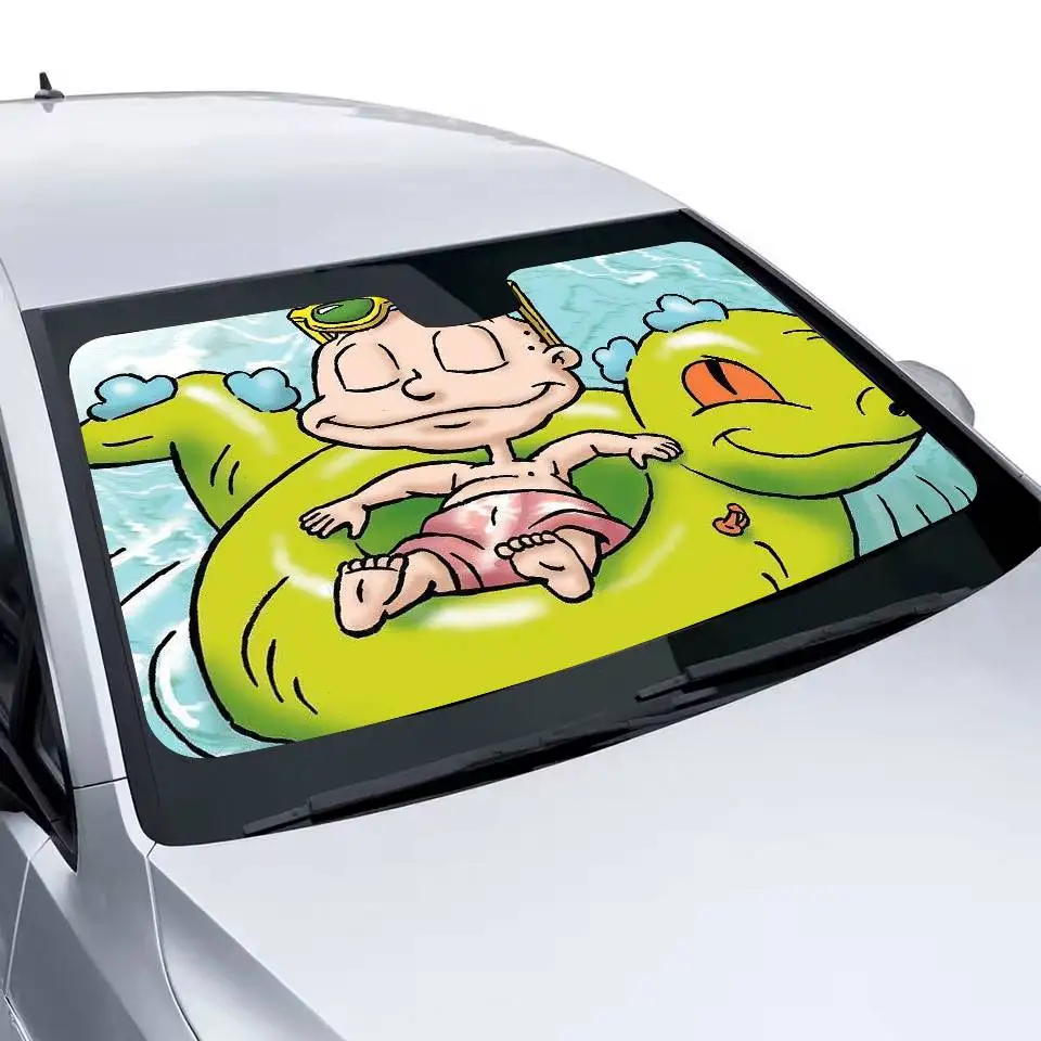 Pare-soleil de voiture mignon R-RUGRATS de dessin animé drôle, Protection Anti-UV, pare-soleil avant, protecteur de refroidissement pour l'intérieur du véhicule