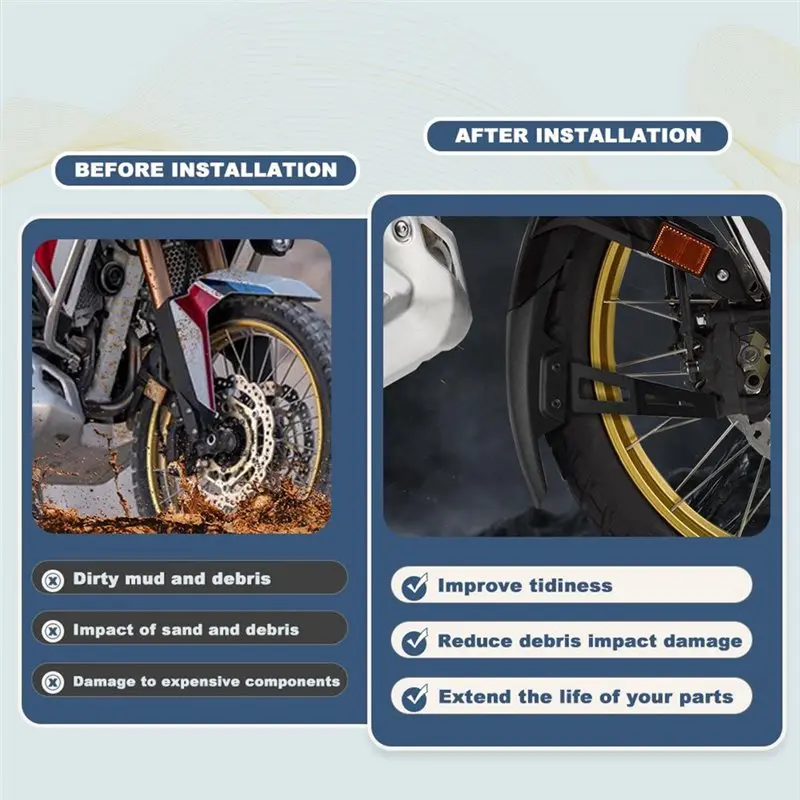 AEA7-Front Fender Extender Mudguard Splash Guard For Honda CRF1000L Africa Twin Adventure CRF1100 L Africa Dual Adventure - view 2