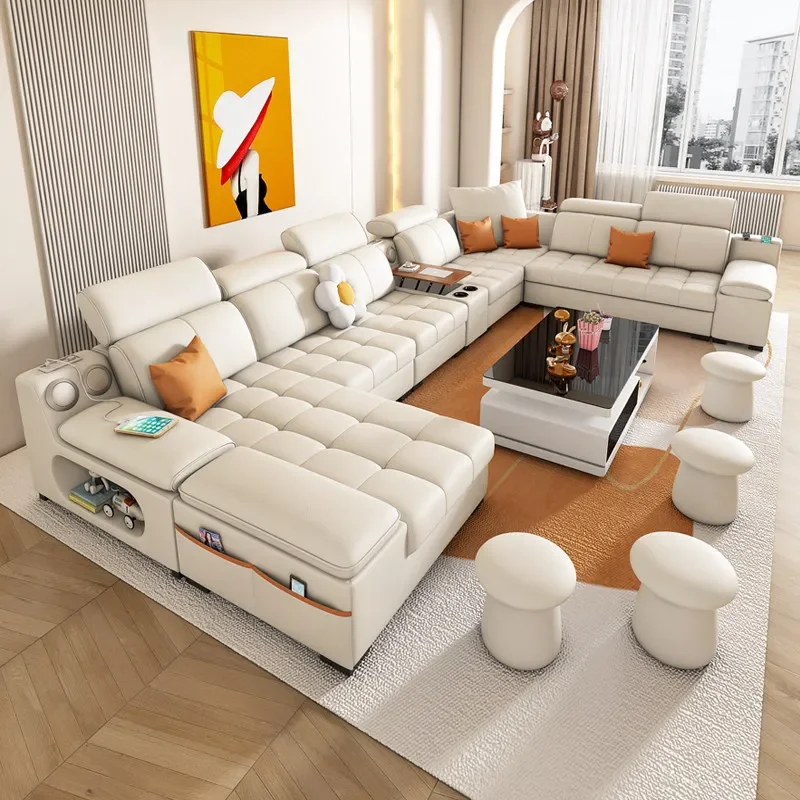 Cat scratching skin living room 2026 new modern simple cream wind cotton and linen fabric sofa size U-shaped