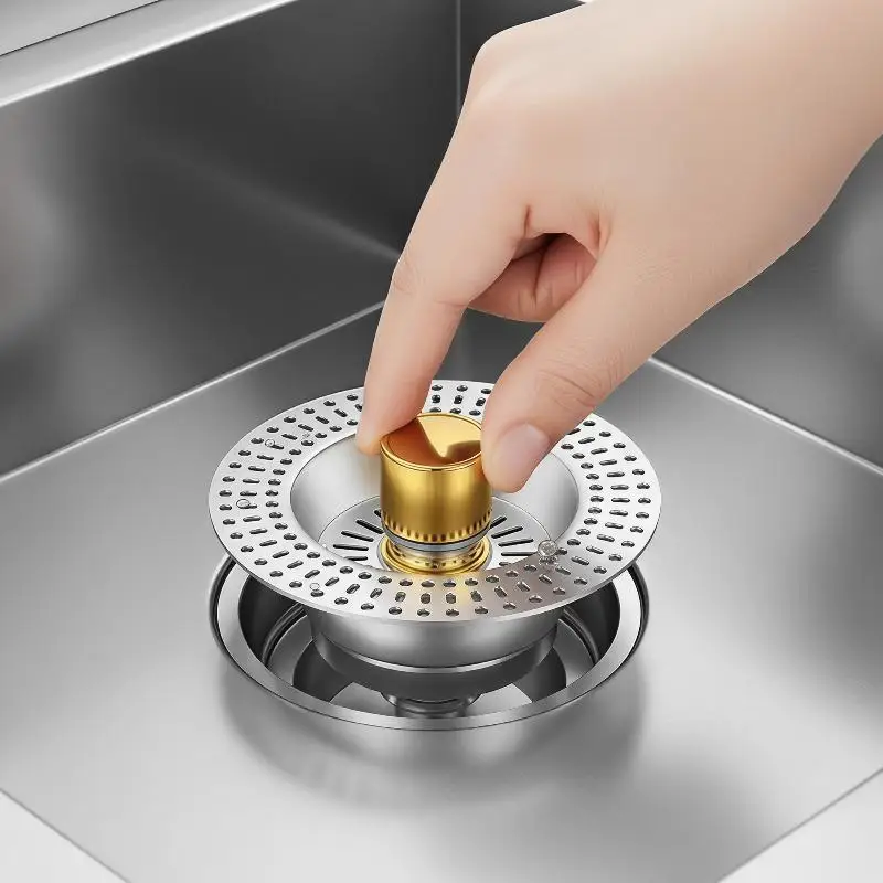 Stainless Steel Sink Filter Screen Fits Small Large Sinks Bounce Core Universal Drain Plug Anti-Clog Kitchen Sink Strainer