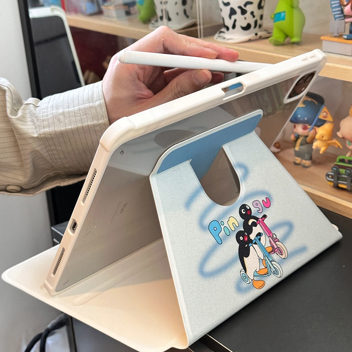 Niedliche Hülle für iPad 10. Generation iPad Pro11 Air 5 Pro 12,9 Hülle iPad 10,2 9,7 2. 0 Mini6 Grad Dreh abdeckung mit Bleistift schlitz halter