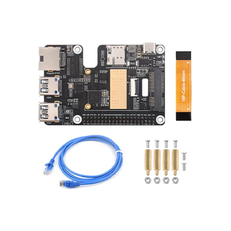 Placa de expansão Raspberry Pi 5 geração PCIe para Mini PCIe 4G com porta Ethernet Gigabit RJ45