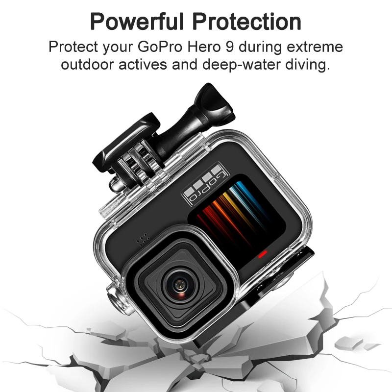 Funda impermeable para GoPro Hero 12, 11, 10, 9, cubierta protectora negra para buceo subacuático, accesorios GoPro 9, 10, 60M