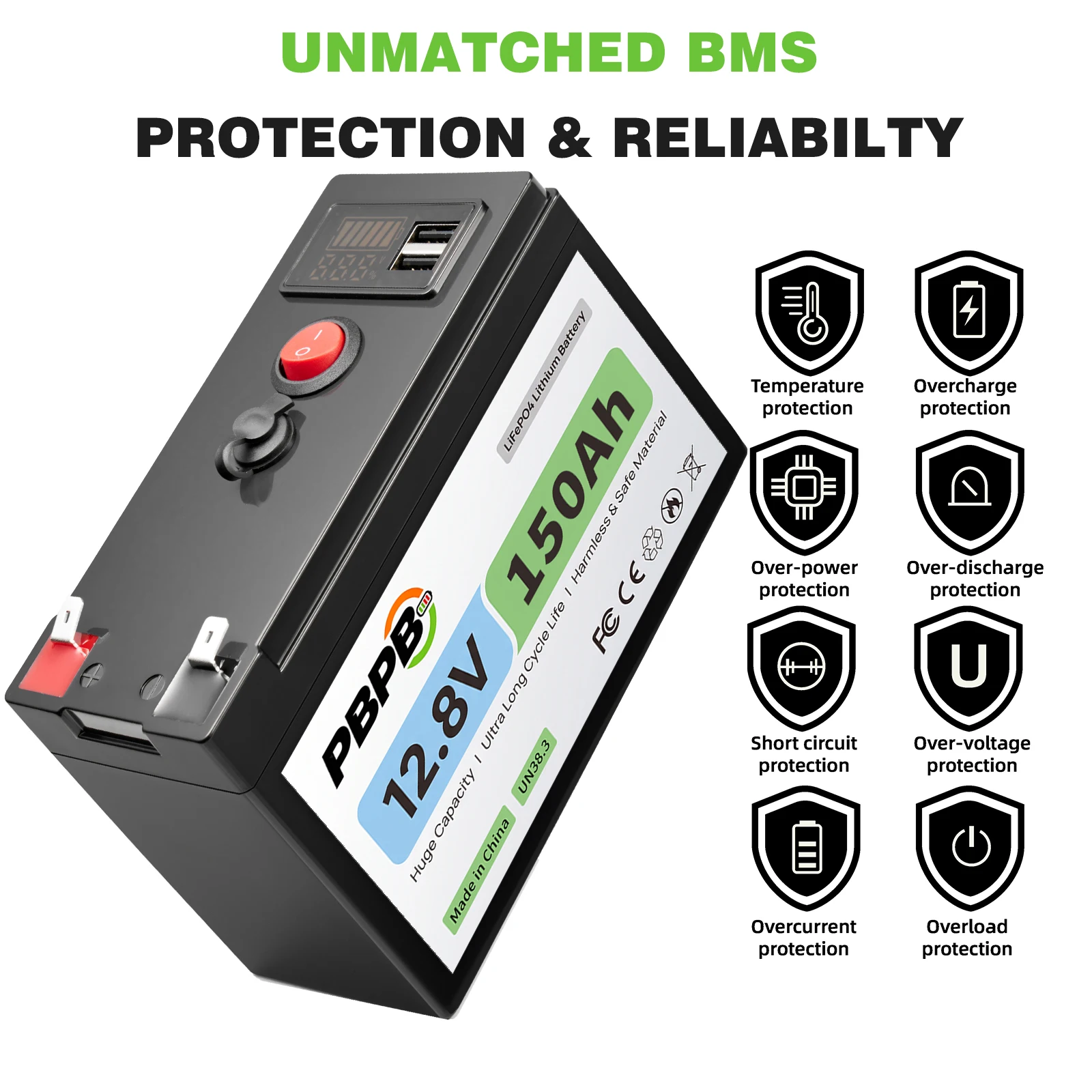 🔋12V Lithium Battery 100Ah LiFePO4 Battery BMS Solar Portable，for Home Storage RV Off-Grid System Solar Power System Marine