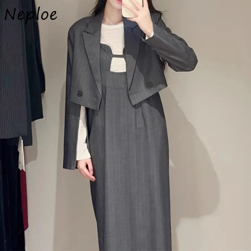 Neploe Japan Turn-down Collar Long Sleeve Coat Women Double Breasted Casual Soft Sweet Jackets Fashion Fresh Botton Outwears