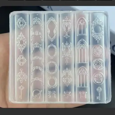 European Retro 3D Silicone Nail Art Mold Candle Holder Transparent DIY Design Pattern Collection Nail Art Decoration