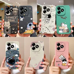 Cute Milk Tea Bear Case For Itel S23 PLus Liquid Soft Silicone Back Cover For S 23+ Camera Protection Phone Shell Coques Fundas