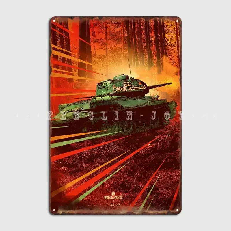 T-34-85 Metal Plaque Poster Cinema Kitchen Club Bar Retro Wall Decor Tin Sign Posters