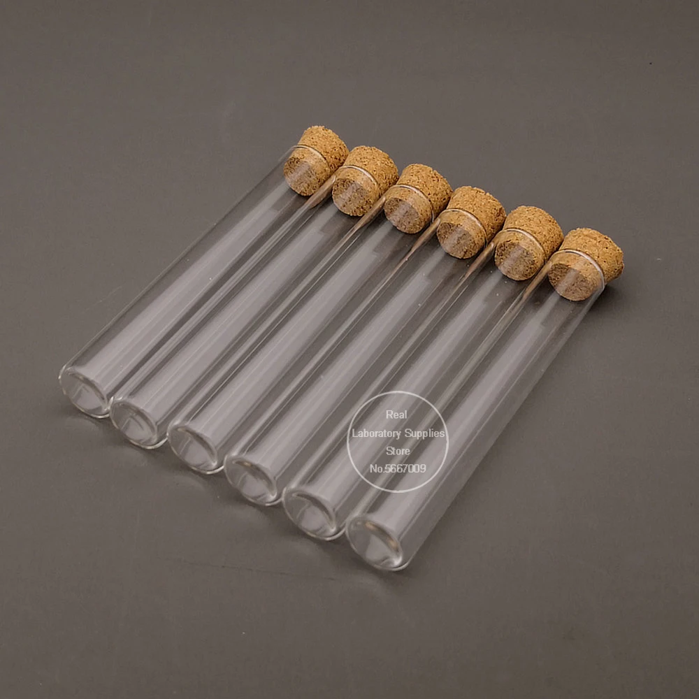 100pcs/lot Lab 12x75mm Flat bottom Glass Test Tube With Cork Stoppers for School Laboratory experiment