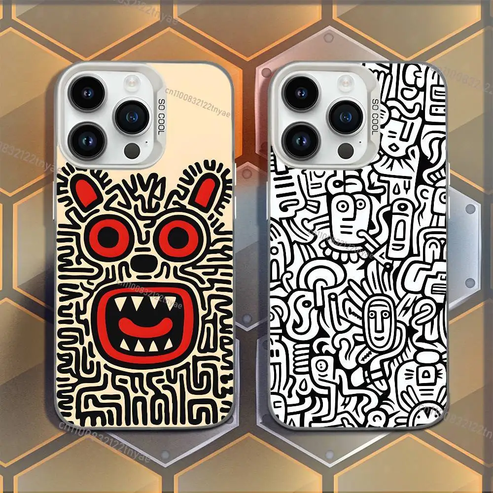 

Pop Art Abstract Sticker Phone Case For iPhone 17,16,15,14,13,12,11,Mini,Pro,E,MAX White Candy Matte Shockproof Cover