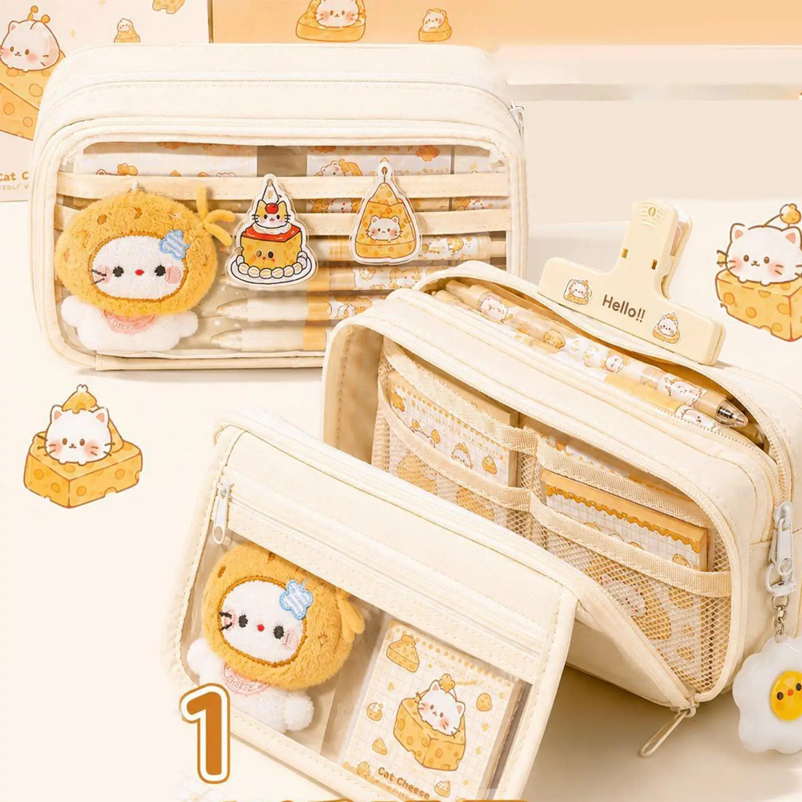 pencil-case-set-cheese-cat-design-marker-aesthetic-containers-school-supplies-pencil-case-for-school-art-drawing-coloring