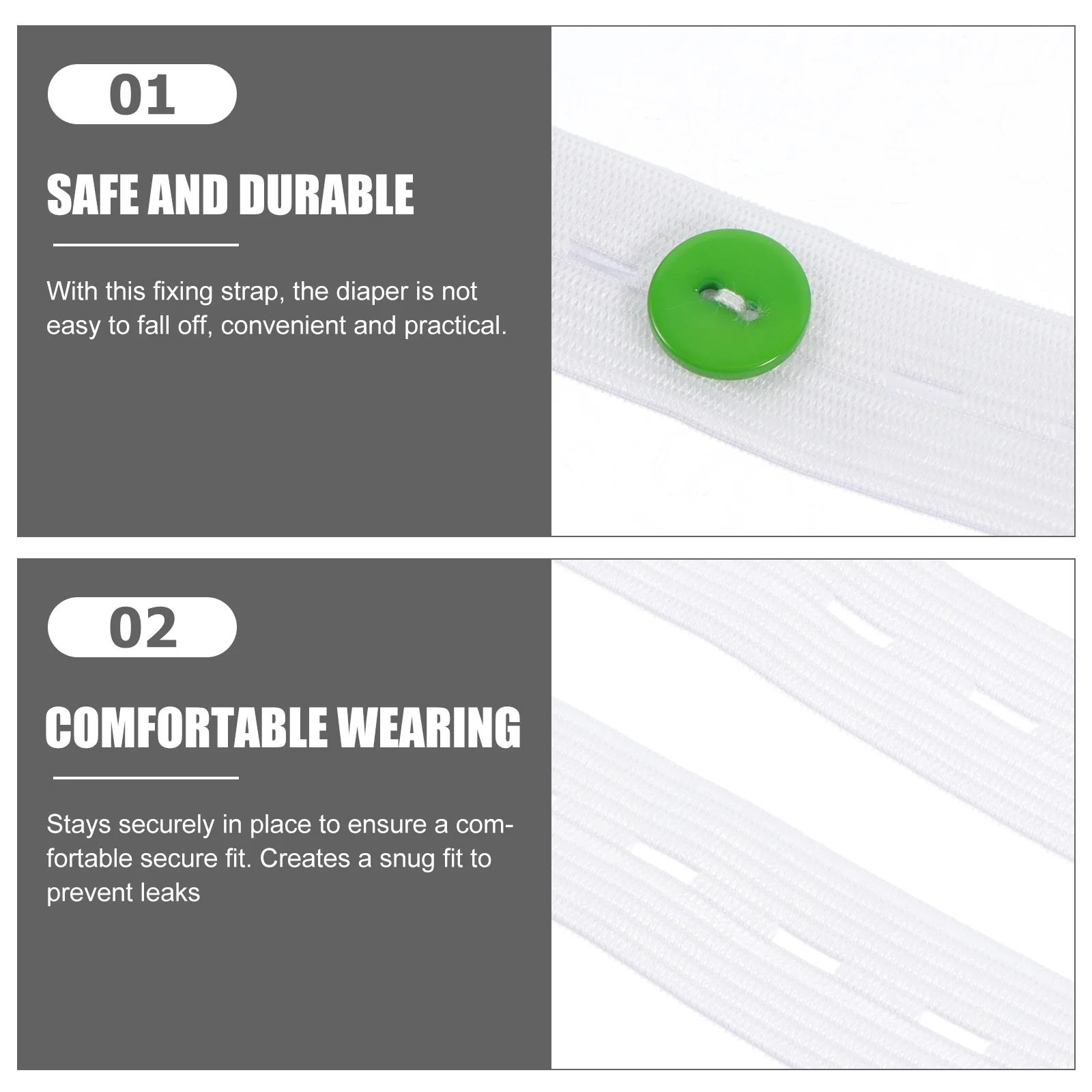 

50Pcs Adjustable Diaper Baby Diaper Fixing Straps Elastic Leak Proof Comfortable Fasteners Durable Buckle