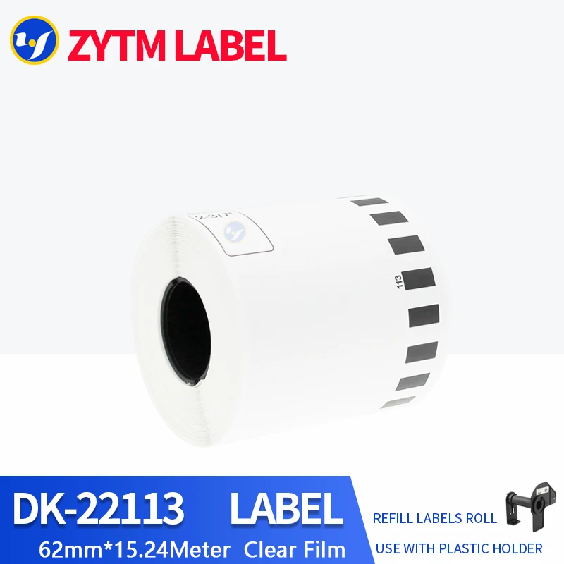 8 롤 호환 DK-22113 투명 투명 필름 라벨 62mm * 15.24M Brother QL-570/700/800 프린터 DK22113 용 연속