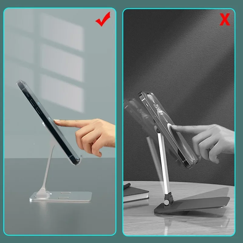 Universal Foldable Adjustable Desktop Lazy Support Stand for Mobile Phone and Tablet Accessories, Metal