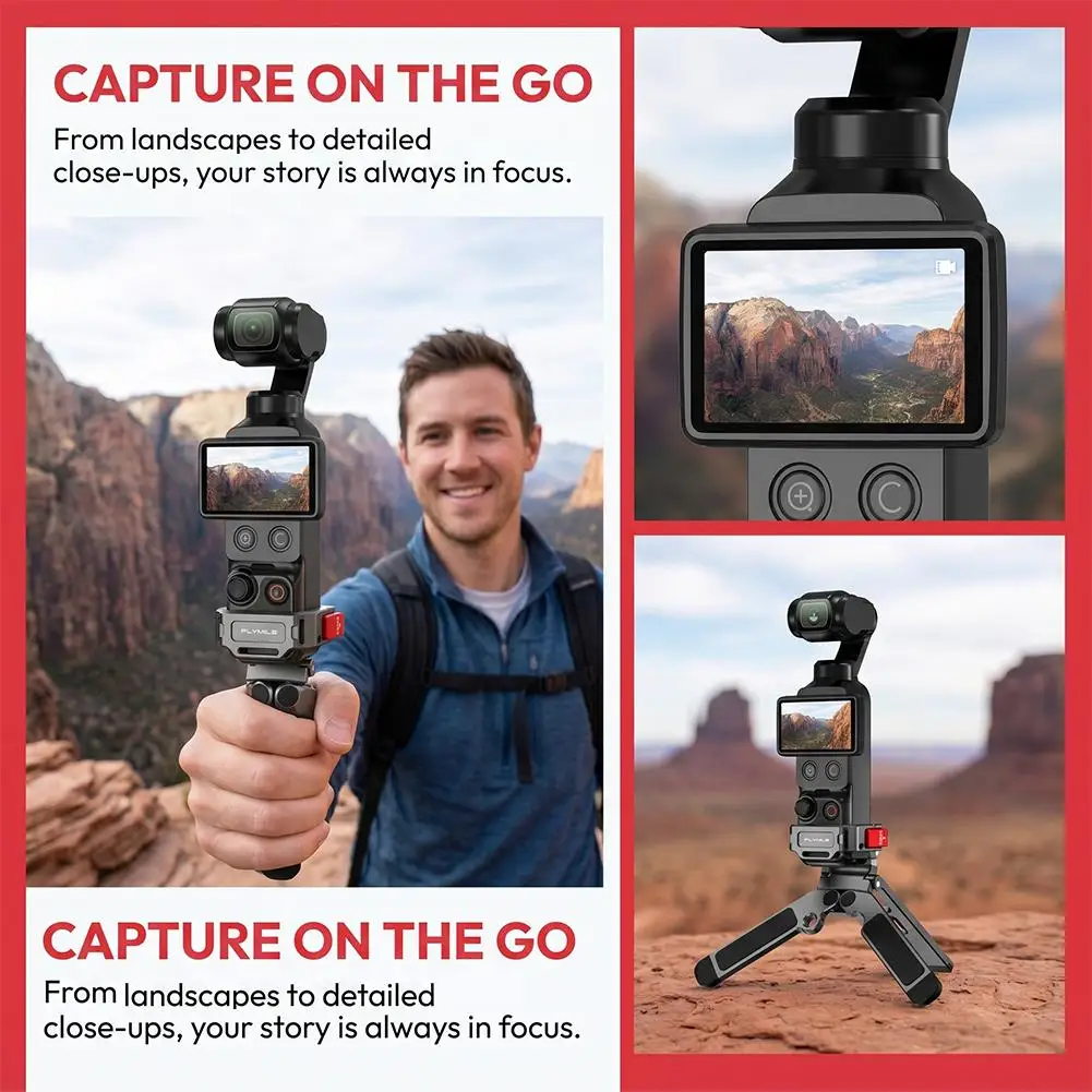 Magnetyczny metalowy statyw do DJI Osmo Pocket 4/3 - Szybkozłączka magnetyczna, akcesoria do mocowania z karabińczykiem — zdjęcie produktu 6