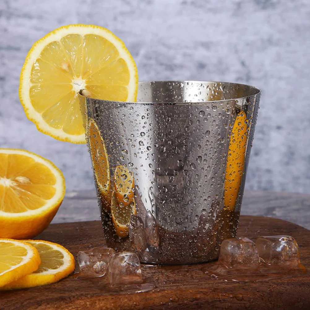

Stainless Steel Fries French Fires Holder Cup Compact Snack Container Juice Drink Holder For Home Party Cold Metal Fry