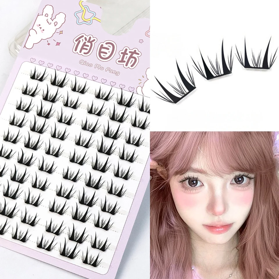 10 filas de pestañas postizas manga volumen, agrupadas, esponjosas, cómic, autoadhesivas, eleva tu look para cada ocasión 3