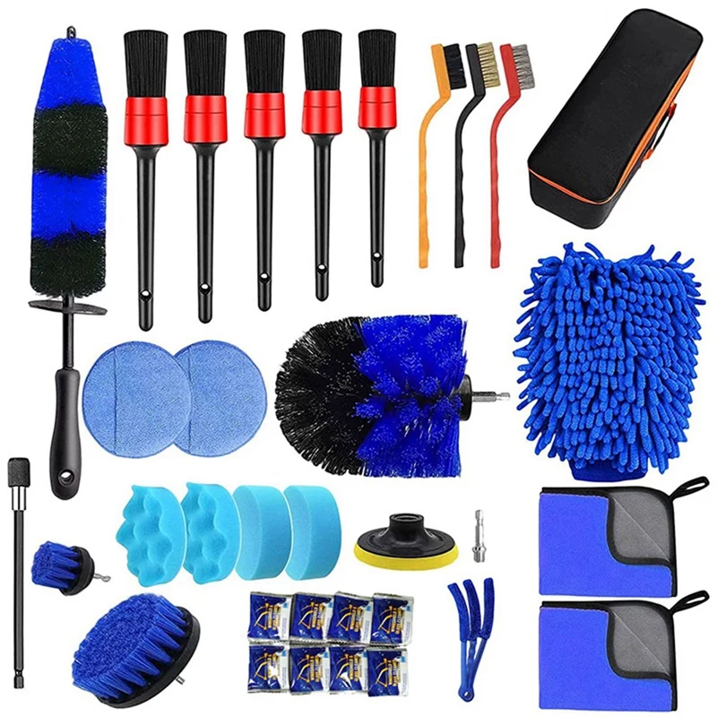 

33 Pieces Of Car Cleaning Tool Set Kit Car Beauty Cleaning Brush Space Dust Removal Tool Set Kit Brush